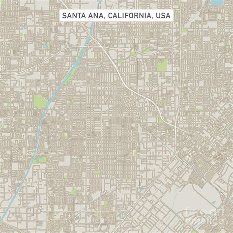 Santa Ana California Us City Street Map Digital Art By Frank Ramspott