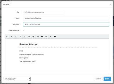 Study the existing requirements for sending cv carefully. Email CV(s) to a Line Manager - StaffCV Support