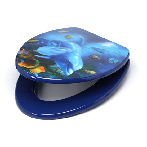 3d Ocean Series Dolphin Mother And Calf Elongated Toilet Seat