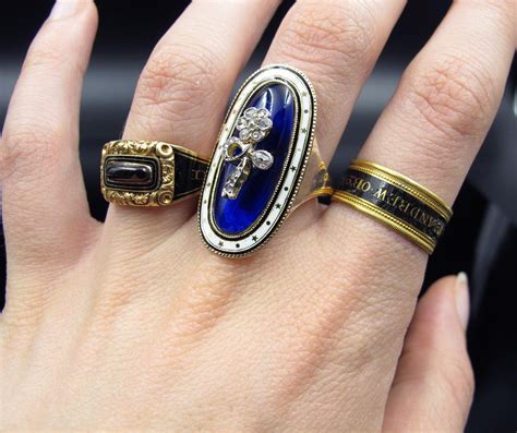 Alluring Cobalt Glass Enamel And Diamond Masquerade Ring Georgian From Ladyloveliescurio On