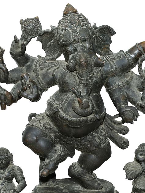 39 Large Eight Hands Dancing Ganesha Panchaloha Bronze Statue