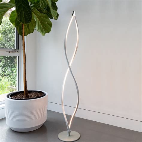 Brightech Twist Led Spiral Standing Floor Lamp With Dimmer Silver
