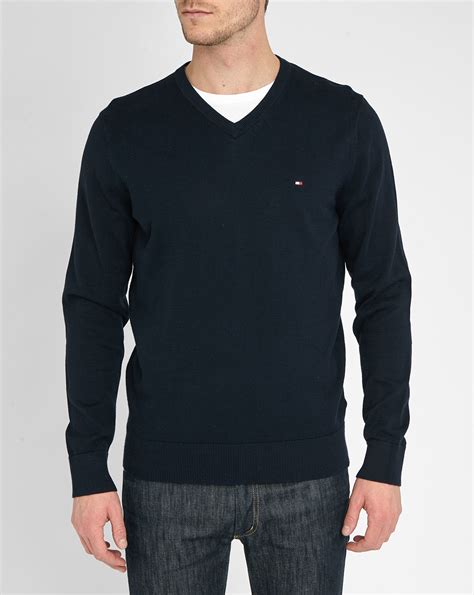 Tommy Hilfiger Navy Pacific Cotton V Neck Sweater In Blue For Men Lyst