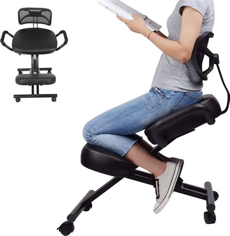 Ergonomic Kneeling Chair With Backrest Rolling Posture Correction Kneeling Chair