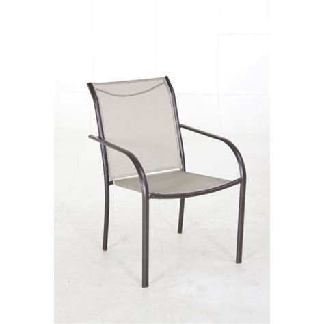 Living accents black steel frame sling chair. Shop Garden Treasures Bronze Sling Seat Steel Stackable ...