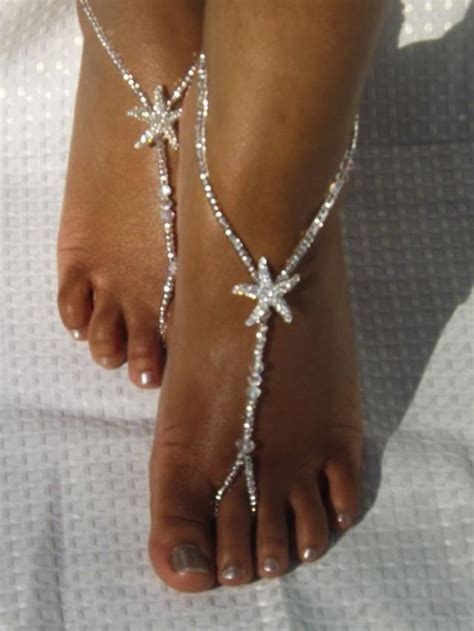 Crystal Soleless Bridal Jewelry Starfish Feet Jewelry Barefoot Sandal