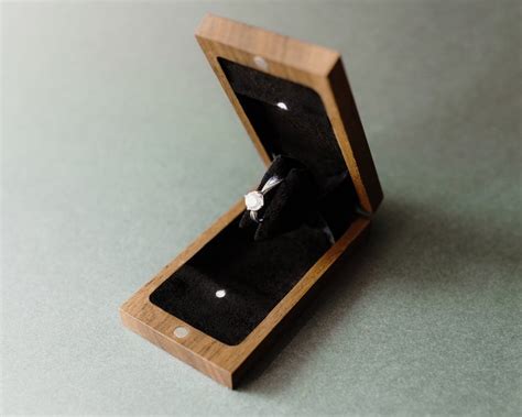 Slim Engagement Ring Box With Led Light, Proposal Ring Box With
