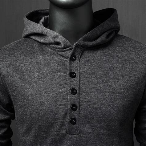 Buttons Soft Cotton Hoodie Cotton Hoodie Men Sweater Hoodies
