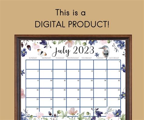 Editable July 2023 Calendar 4th July Independence Day Etsy