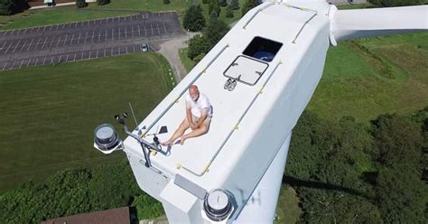 Drone Pilot Spots Man Sunbathing On Top Of Wind Turbine 200ft Above