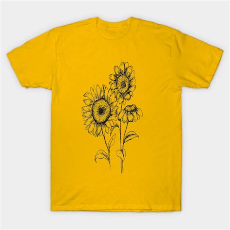 Sunflower By Ibtihella Line Art Shirts T Shirt