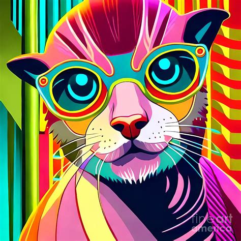 Psychedelic Cat 021 Digital Art By Alejandro Arcia Pixels