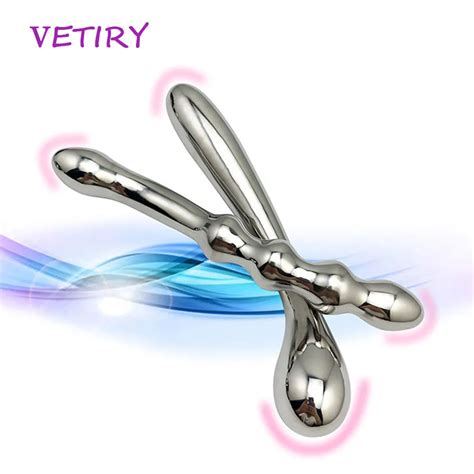 Heavy Huge Stainless Steel Double Metal Fake Dildo G Spot Wand Anal Beads Butt Plug Prostate