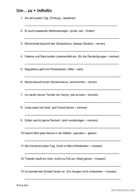 Infinitivsätze Mit Um Zu Deutsch Daf Arbeitsblätter Pdf And Doc