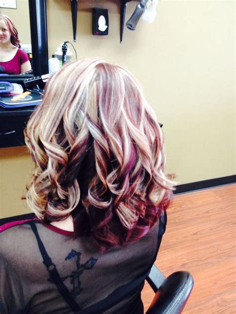 With these shades, you can boost fullness and add dimension to your finely textured hair. Red, red violet & blonde highlights and lowlights | Hair ...