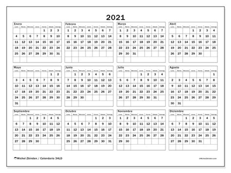 Calendarios Para Imprimir 2021 Ld Michel Zbinden Es
