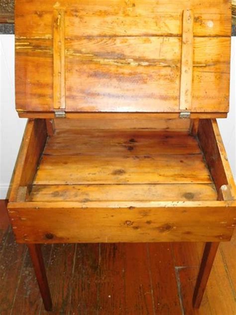 Lot Antique Primitive 19th Century Pine Slant Front Lift Top Desk