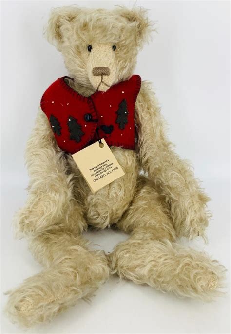 Lot 18 Mohair Stone Bear By Lori Ann Baker Curly Blonde Mohair Disk Jointed At Neck