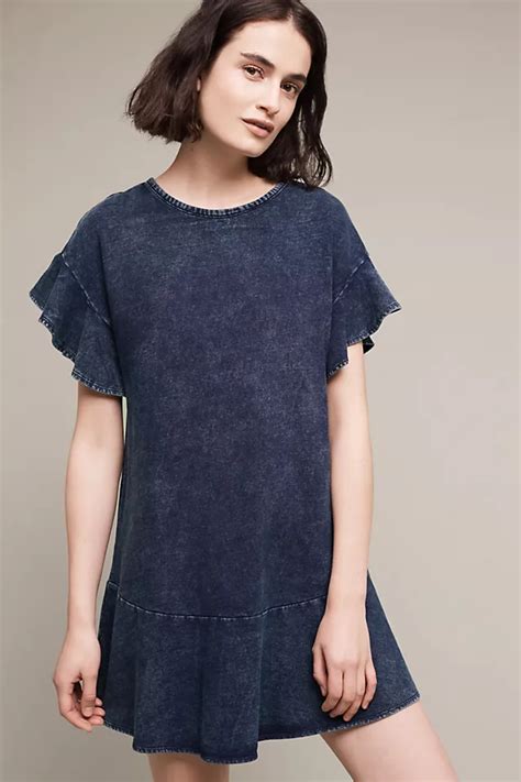 Ruffled Indigo Dress Anthropologie