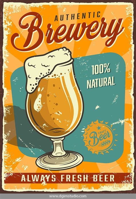 Colorful Vector Beer Vintage Poster With A Beer Glass Super Quality