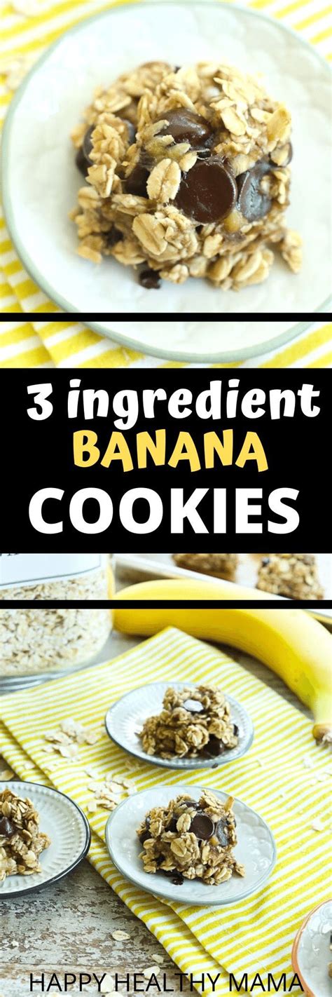 Bananas, oatmeal, chocolate chips, and vanilla. 3-Ingredient Banana Cookies in 2020 | 3 ingredient banana ...