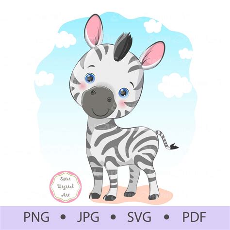 Cute Baby Zebra Svg Clip Art Baby Zebra Png Digital Clip Art Etsy My