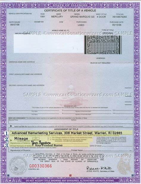 Title For Car Free Printable Documents