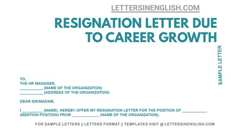 Resignation Letter With Reason Career Growth Sample Letter Of