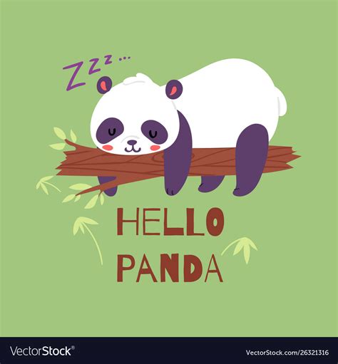 Panda Bear Sleeping On Tree Branch Banner Vector Image