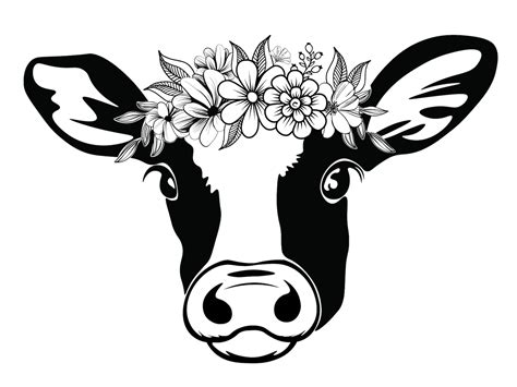 Cow Svg Cut File Instant Download Floral Flower Crown Dairy | Etsy