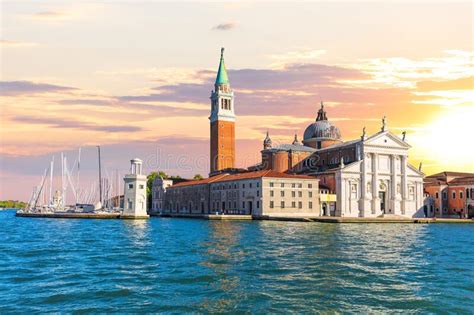 Famous San Giorgio Maggiore Island In The Lagoon Of Venice At Sunset