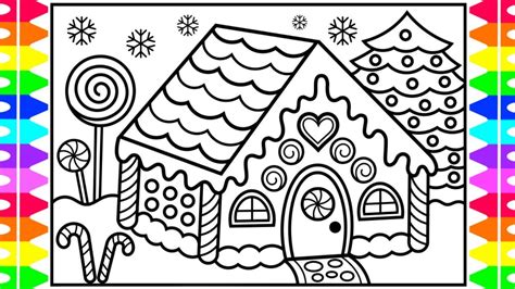 How To Draw A Gingerbread House For Kids 🍭🎄 ️💚 Gingerbread House