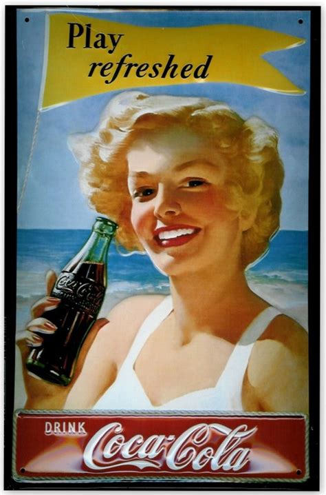 coca cola play refreshed lady holds coke bottle vintage etsy
