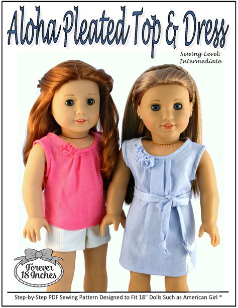 Forever 18 Inches Aloha Pleated Top And Dress Doll Clothes Pattern 18