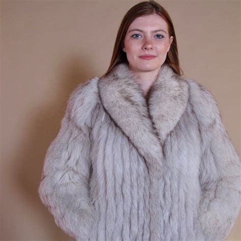 vintage saga silver fox fur jacket white fox fur coat etsy canada fur coat fox fur coat