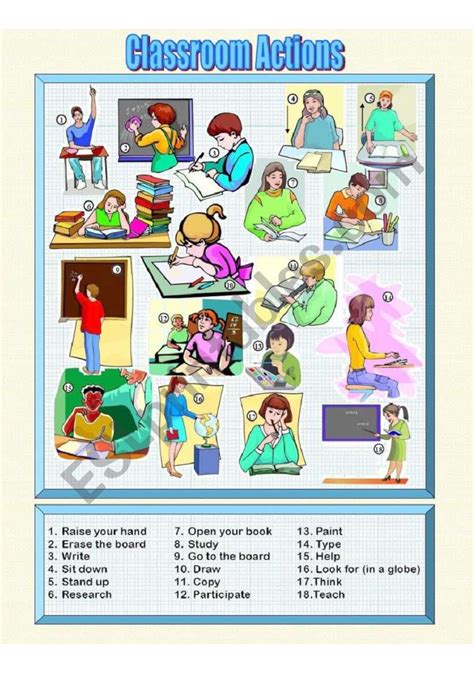 Classroom Actions - Picture Dictionary - ESL worksheet by ...