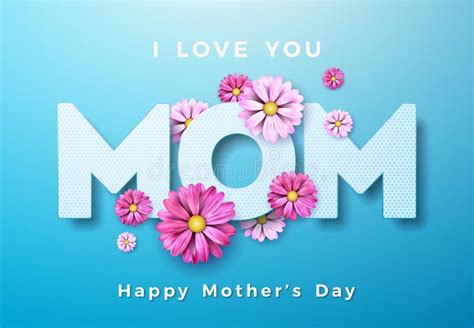 Happy Mothers Day Greeting Card Design With Flower And Typographic Elements On Pink Background