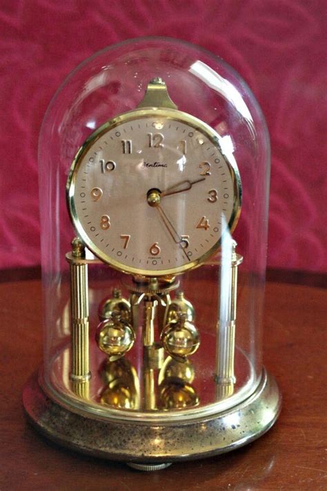 Antique Bentima English 400 Day Anniversary Clock In Glass Dome