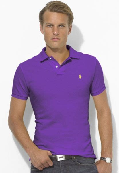 Polo Ralph Lauren Customfit Mesh Polo In Purple For Men Purple Rage