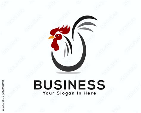 Vector Line Art Egg Chicken Rooster Logo Design Inspiration Stock