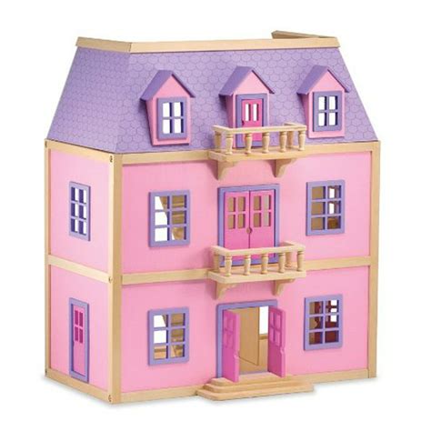 Melissa And Doug Multi Level Wooden Dollhouse With 19 Pcs Furniture