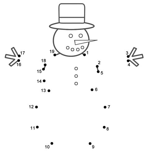 Snowman Connect The Dots Count By 1s Winter