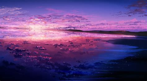 Download 1920x1080 Anime Landscape Sunset Scenery Clouds Sky Wallpapers For Widescreen