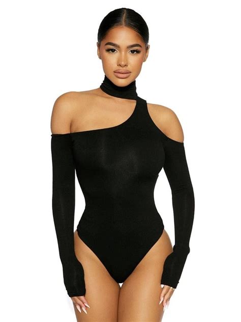 Naked Wardrobe Choked Up Bodysuit J Lo S Black Cutout Bodysuit For