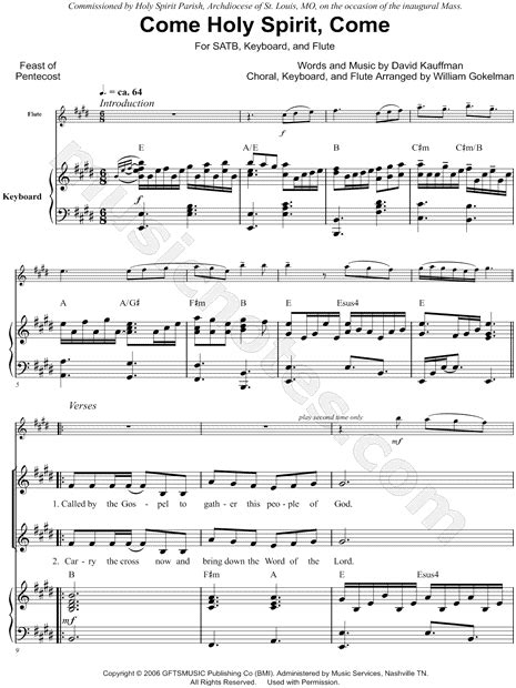 Shop and buy fruit of the spirit sheet music. David Kauffman "Come Holy Spirit, Come" (arr. William ...