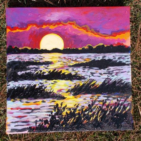 Marsh Sunset Bay Ocean Beach Dawn Tarr Original By Dawntarr Painting