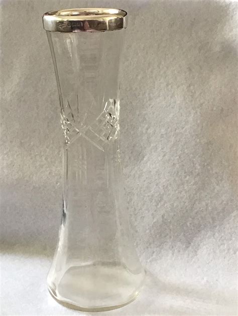 Antique Cut Glass Vase With Silver Collar Etsy