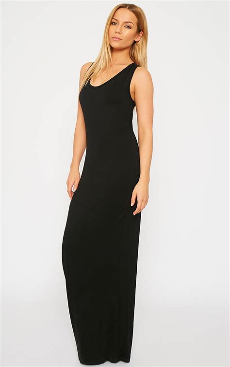 Basic Black Jersey Maxi Dress Dresses Prettylittlething Usa