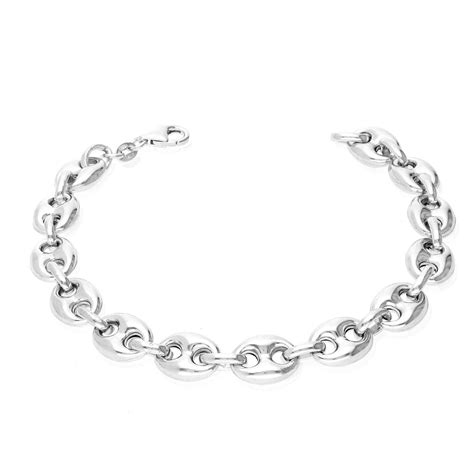 Italy 925 Sterling Silver 95mm Puffed Anchor Mariner Chain Bracelet 8