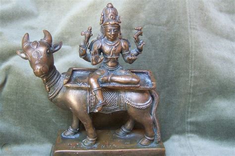 Antique Bronze Shiva Andnandi Heavy Bronze 2 Piece Hindu Statue Old Approx8 High 3894353984